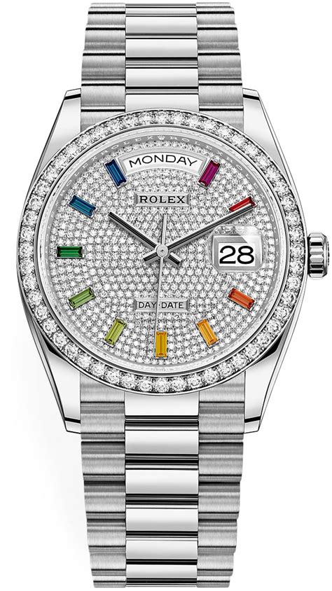 rolex rainbow day-date|rolex day date white.